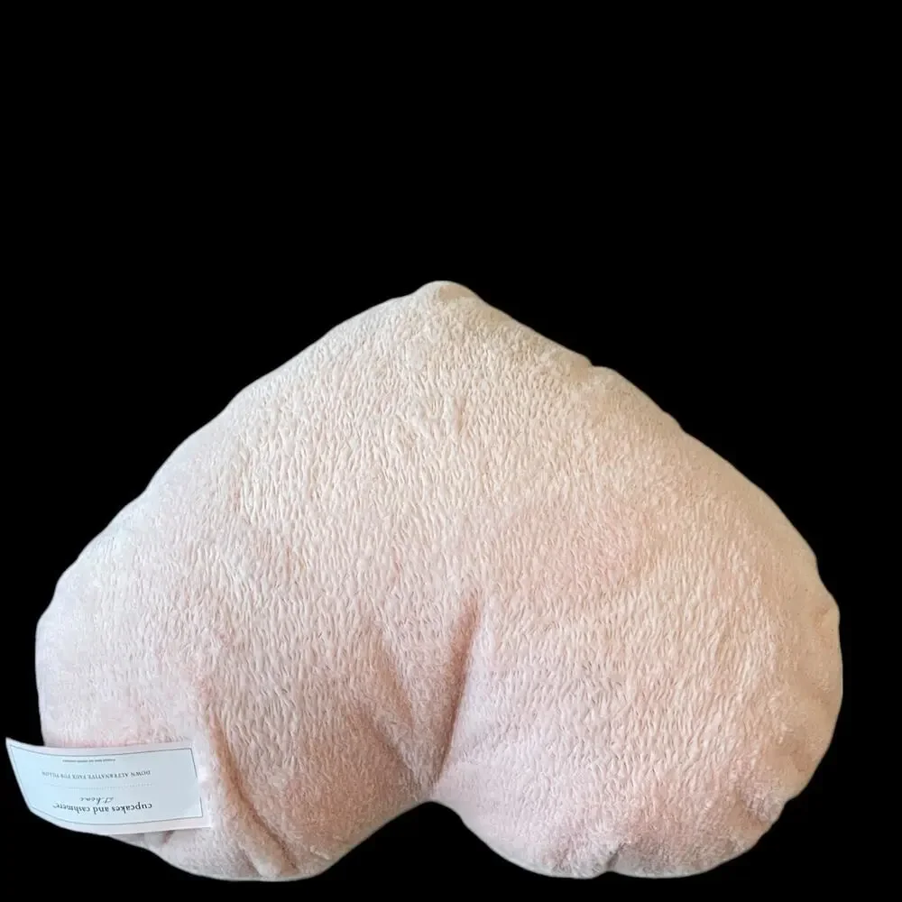 CUPCAKES AND CASHMERE Faux Fur Heart Shaped Pillow  20x20  Posh Pastel Pink NEW